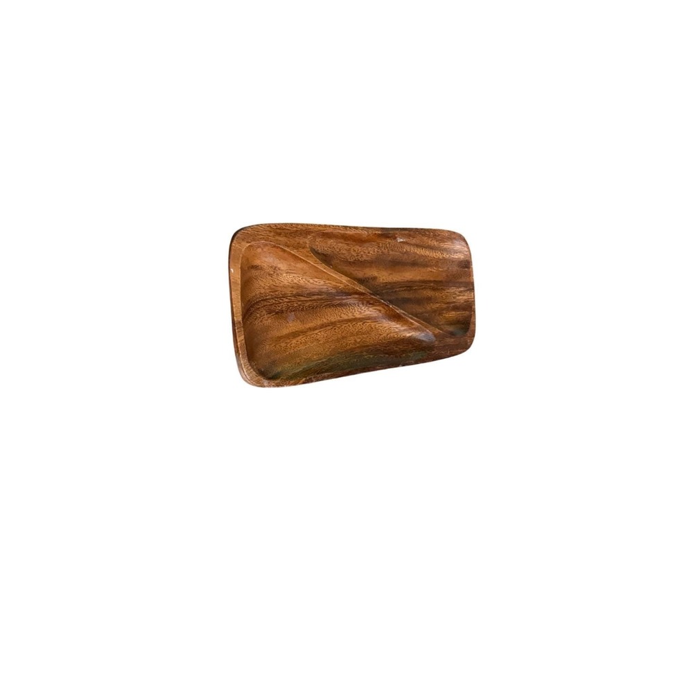 Vintage Monkey Pod Wood Divided Tray Rectangular Serving Dish Philippines 9.5in - Picture 2 of 5